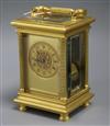 A French gilt brass repeating carriage clock, H 19cm (max)                                                                             