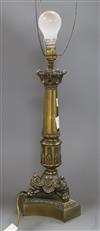 A Regency style brass monopodia table lamp height 63cm                                                                                 