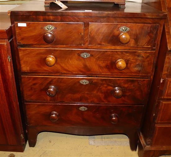 A small Victorian mahogany chest of five drawers, Width 74cm A small Victorian mahogany chest of five drawers, Width 74cm