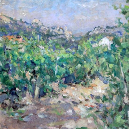 Diana Maxwell Armfield (b. 1920) Vines below San Gimignano 10 x 10in. Diana Maxwell Armfield (b. 1920) Vines below San Gimignano 10 x 10in.