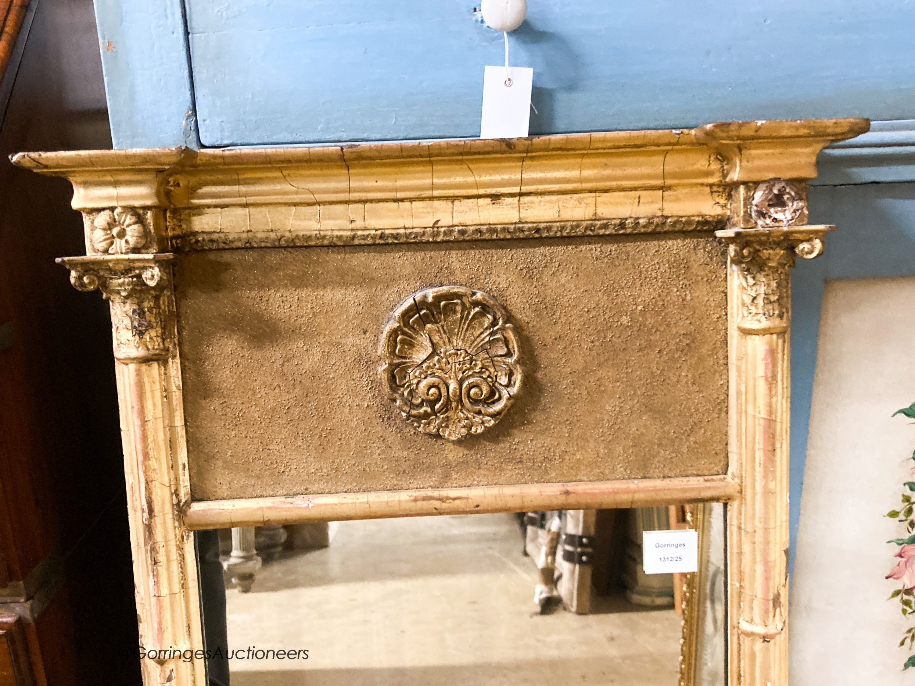 A Regency giltwood and gesso pier glass, width 55cm, height 92cm