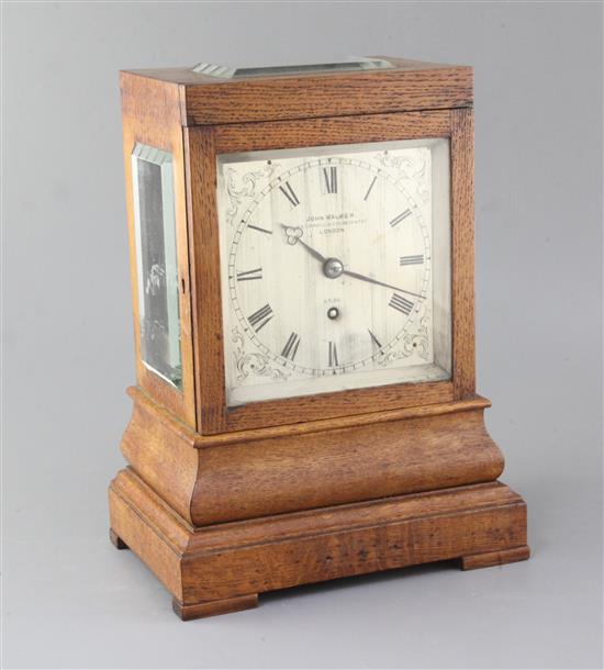 John Walker of London. A Victorian oak cased mantel timepiece, 13in. John Walker of London. A Victorian oak cased mantel timepiece, 13in.