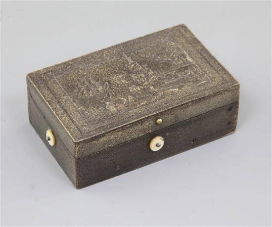 A 19th century bois durci musical box, 4.25in. A 19th century bois durci musical box, 4.25in.