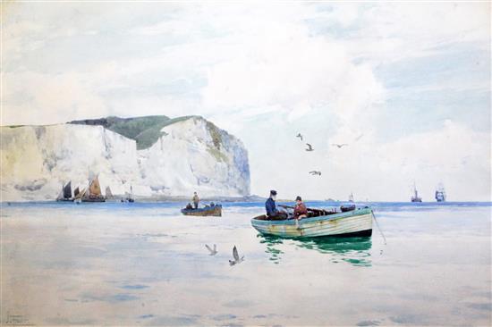 John Fraser R.B.A. (1858-1927) Pout fishing off Seaford Head 20.5 x 30.5in. John Fraser R.B.A. (1858-1927) Pout fishing off Seaford Head 20.5 x 30.5in.