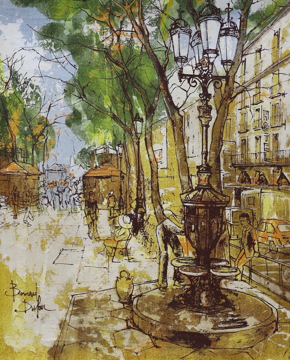 Bernard Dufour (1922-2016), oil on canvas, French street scene, signed, 45 x 37cm