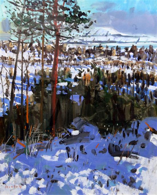 Mike Healey (b.1951) Arran Hills in Snow 24 x 20in. Mike Healey (b.1951) Arran Hills in Snow 24 x 20in.