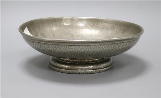 A Tudric hammered pewter pedestal bowl diameter 25cm