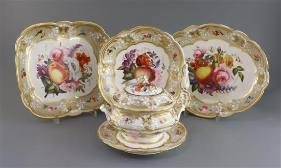 An extensive Coalport dessert service, c.1825, 45 pieces including covers An extensive Coalport dessert service, c.1825, 45 pieces including covers
