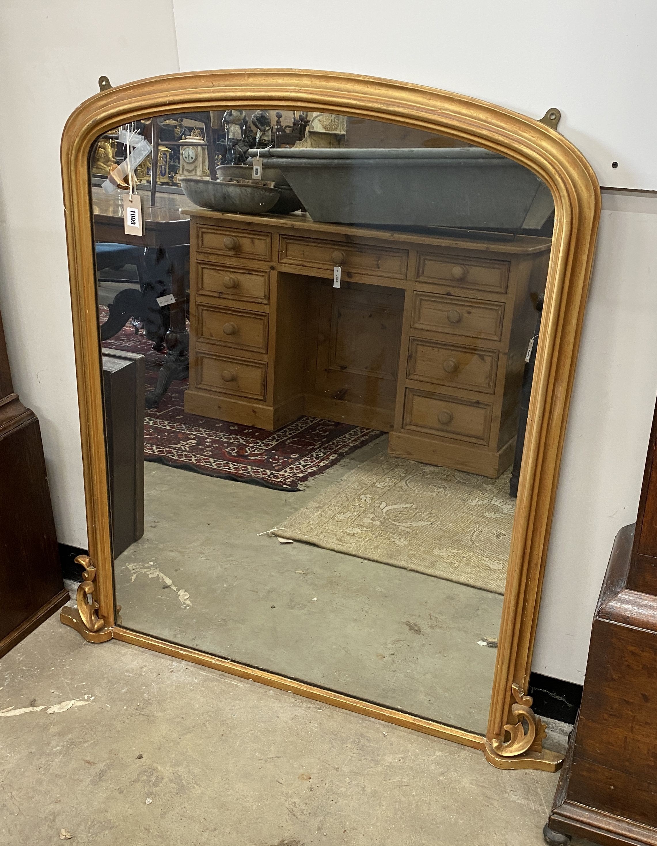A Victorian giltwood overmantel mirror, width 110cm, height 117cm