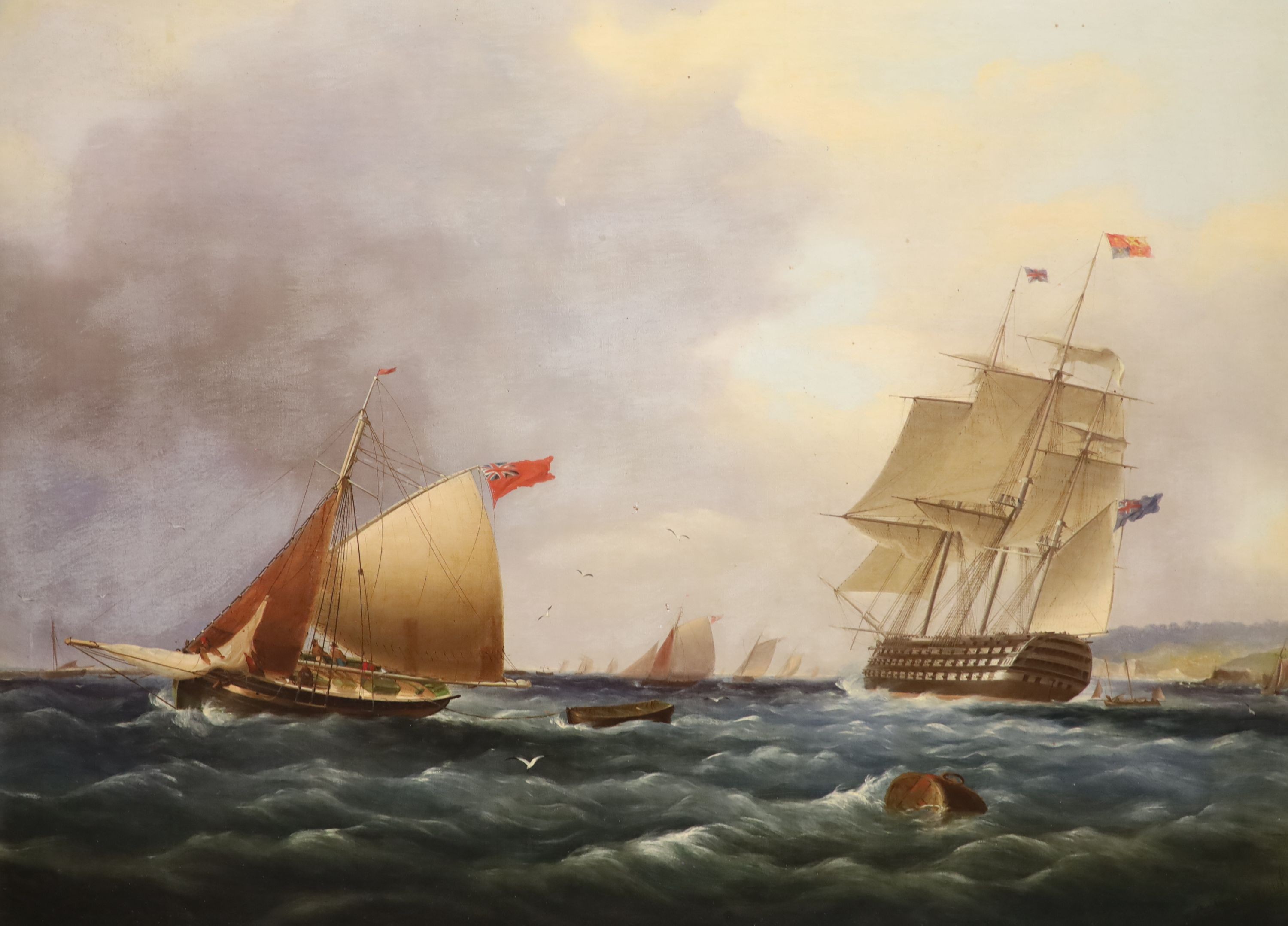 James Edward Buttersworth (1817-1894), Rough seas off the English coast, oil on canvas, 44 x 59.5cm