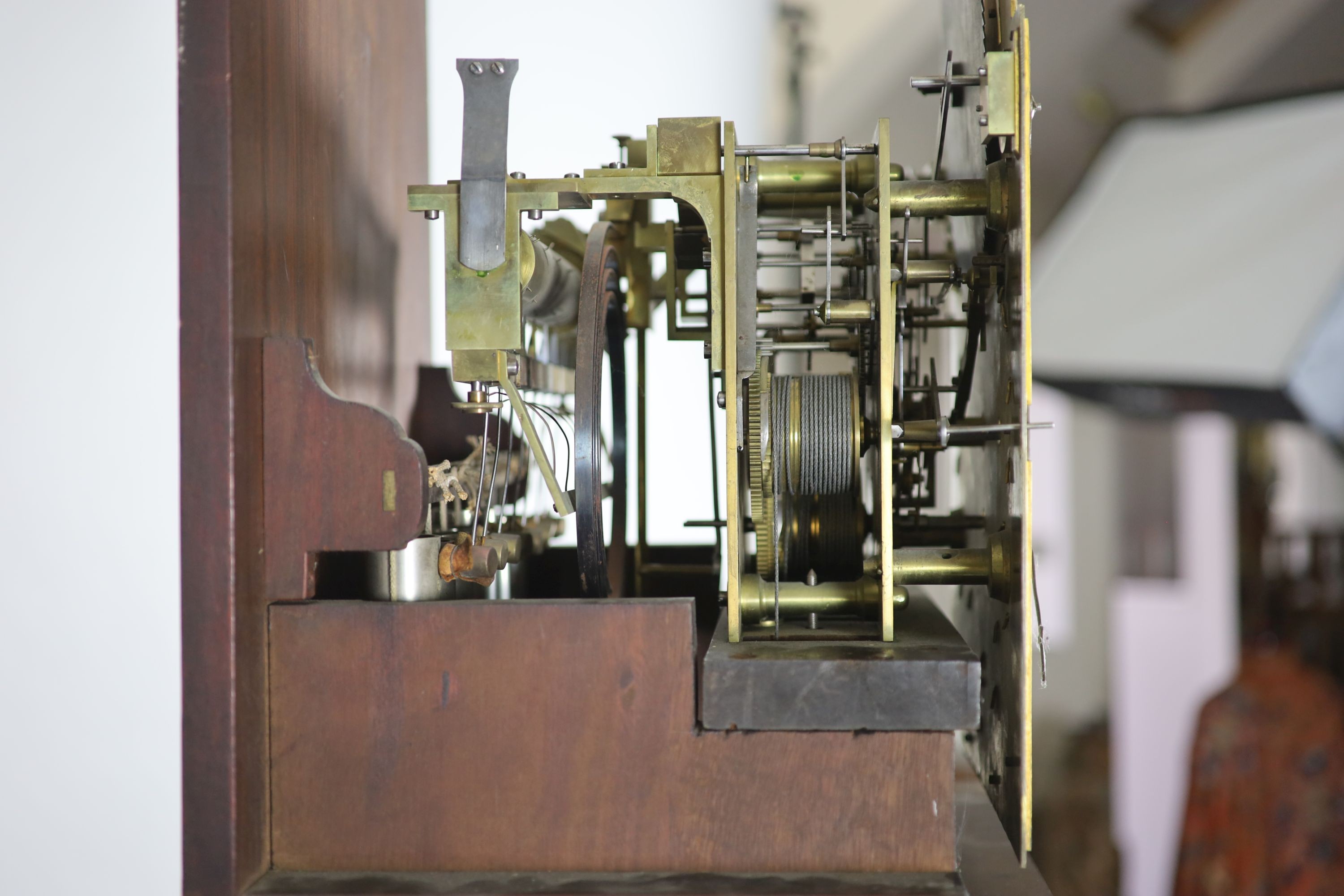 A late Victorian mahogany chiming longcase clock, H 248 W 56cm.