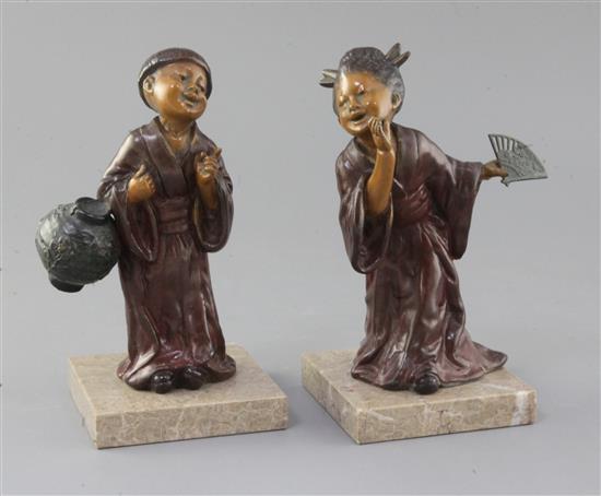 George Maxim (1895-1940). A pair of bronzed spelter bookends, height 7in. George Maxim (1895-1940). A pair of bronzed spelter bookends, height 7in.