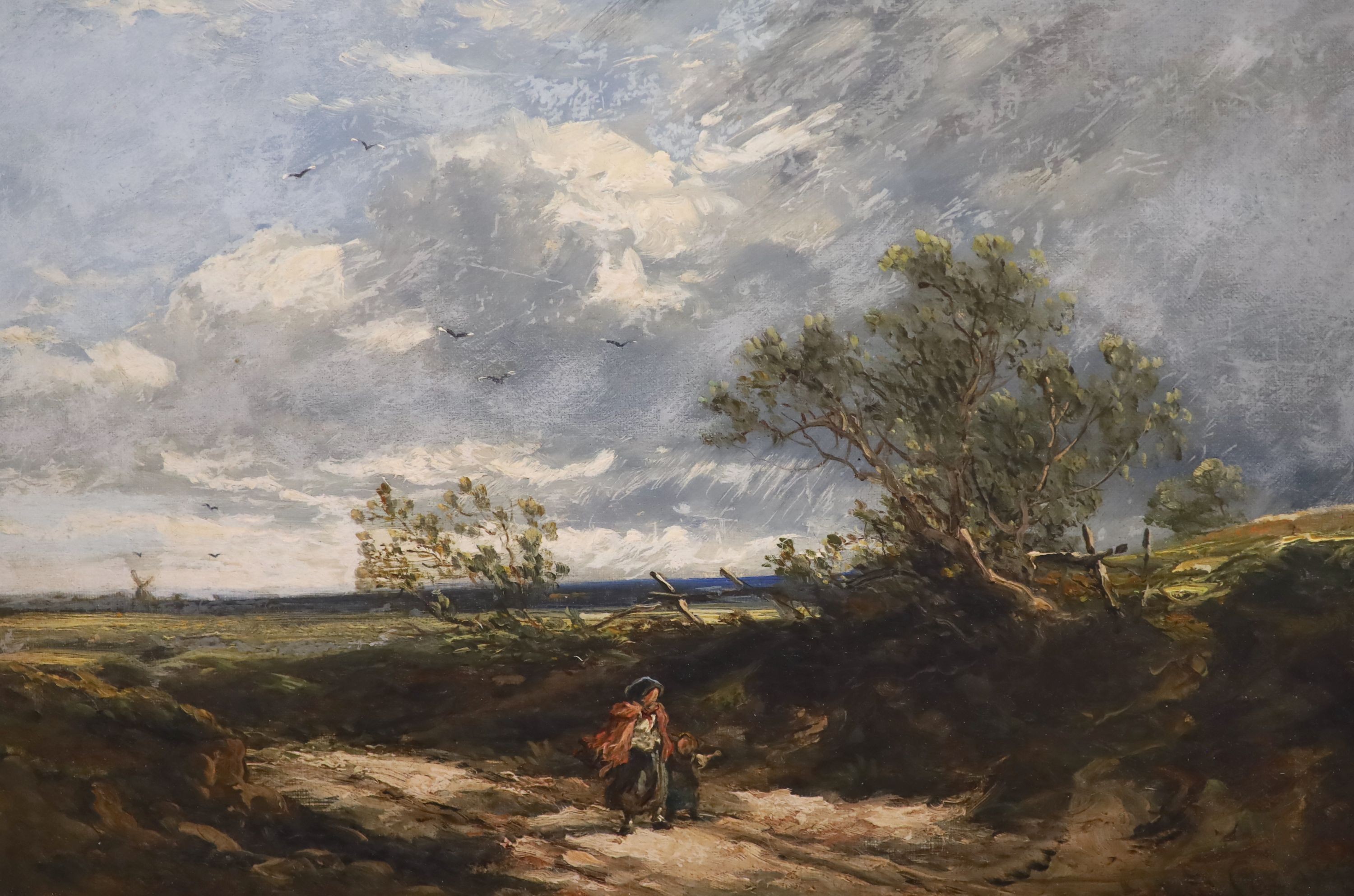 David Cox (1783-1859), Blustery landscape, oil on canvas, 25 x 37cm