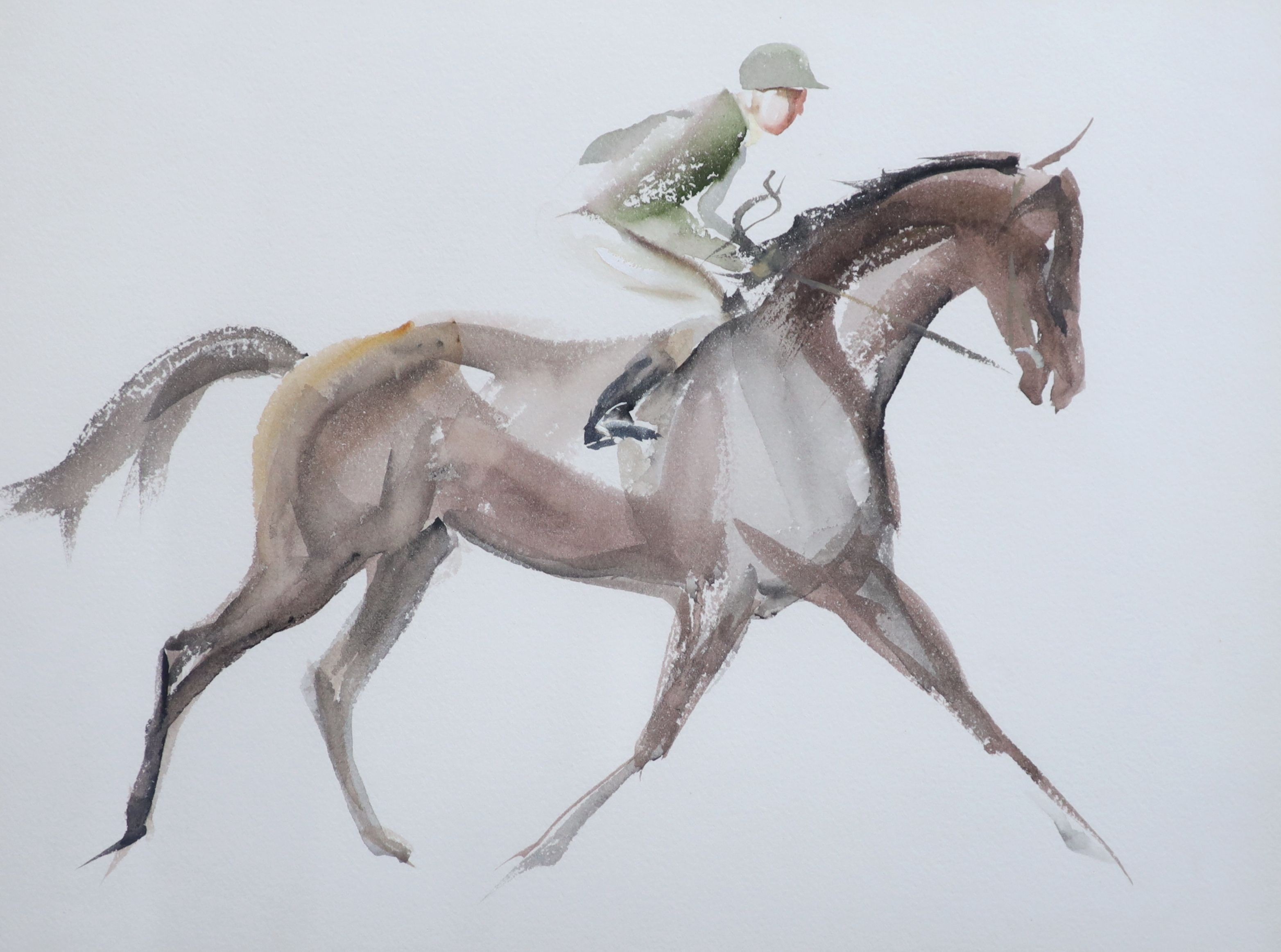 John Rattenbury Skeaping (1901-1980), Horse with jockey up, watercolour, 31 x 41cm