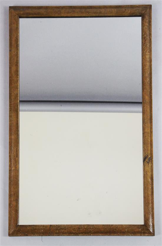 A burr elm framed wall mirror, 2ft 8in. x 1ft 8in. A burr elm framed wall mirror, 2ft 8in. x 1ft 8in.