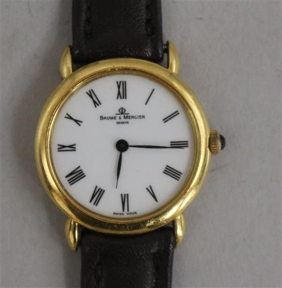 A ladys 18ct gold Baume and Mercier quartz wrist watch. A ladys 18ct gold Baume and Mercier quartz wrist watch.