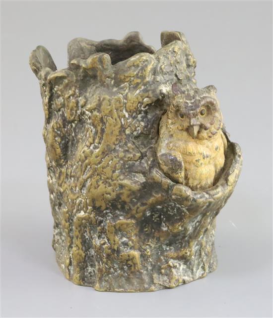 A 19th century Austrian cold painted bronze vase, height 4.5in. A 19th century Austrian cold painted bronze vase, height 4.5in.