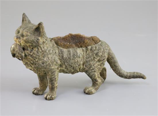 A 19th century Austrian cold painted bronze pen brush, 7.5in. A 19th century Austrian cold painted bronze pen brush, 7.5in.