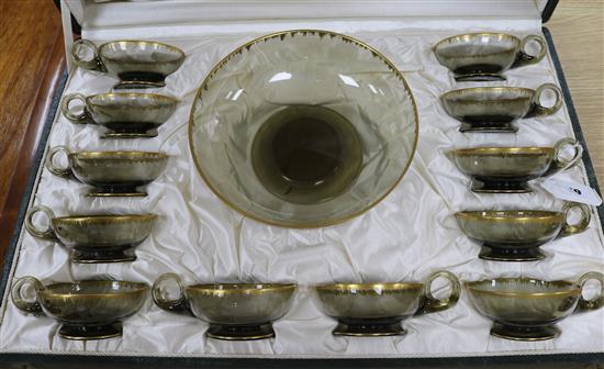 A cased glass fruit set A cased glass fruit set