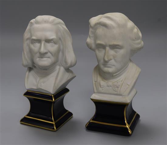 A pair of ceramic models of composers, Berlioz and Lizt A pair of ceramic models of composers, Berlioz and Lizt