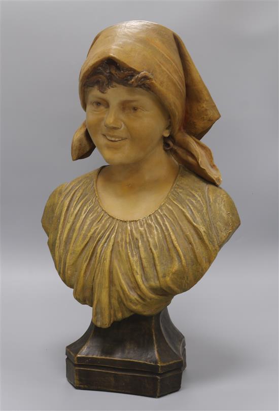 A Goldscheider bust of a girl A Goldscheider bust of a girl