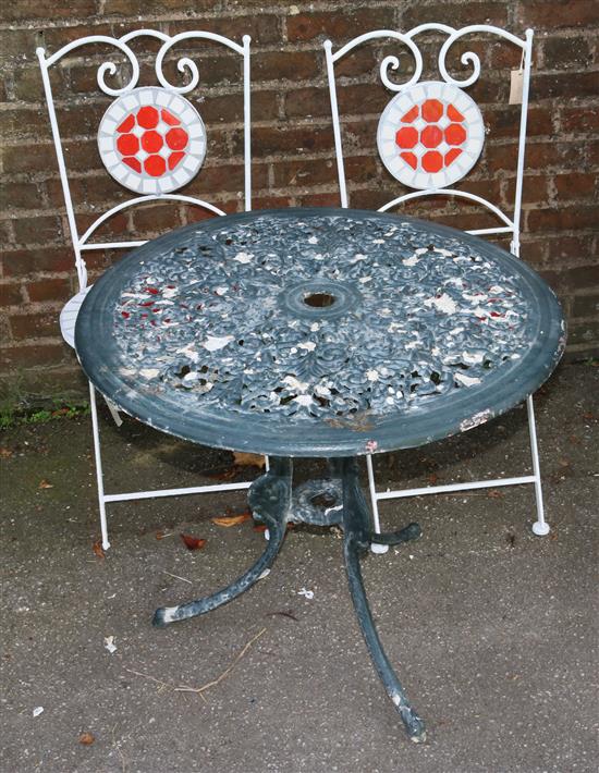 Pair folding garden chairs & table Sale 260916 - Lot 905 - - Gorringe's