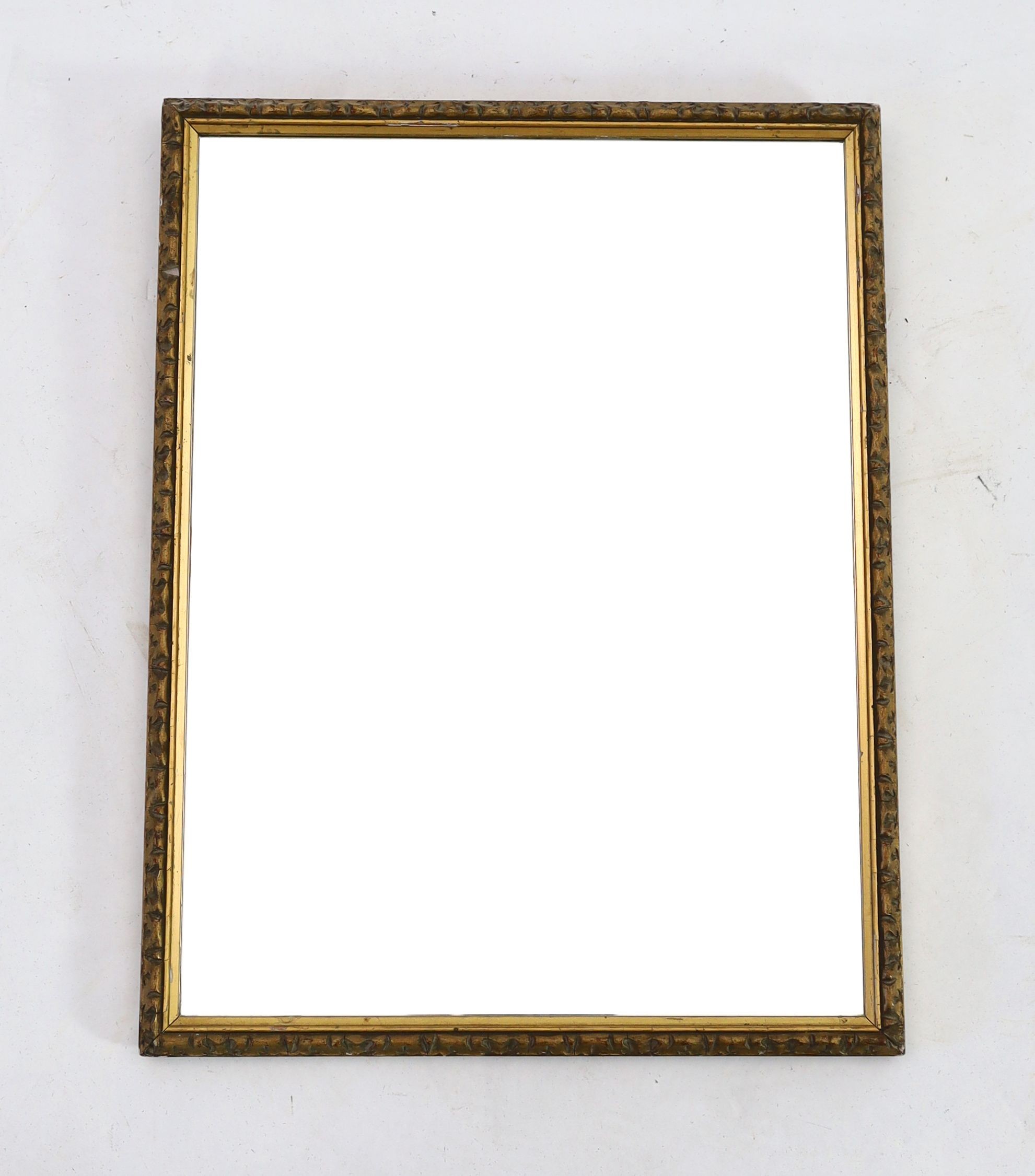 A rectangular giltwood and gesso wall mirror, width 41cm height 54cm