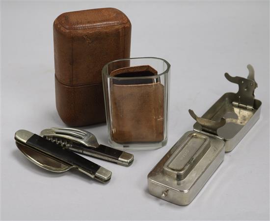 A silver plated French picnic set with burner A silver plated French picnic set with burner
