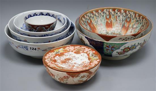 A group of Japanese porcelain bowls and dishes