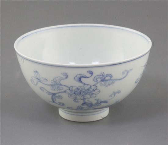 A Chinese blue and white bowl, Daoguang six character seal mark and of the period (1821-50), diameter 12.3cm A Chinese blue and white bowl, Daoguang six character seal mark and of the period (1821-50), diameter 12.3cm