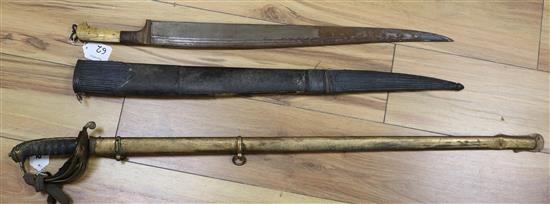 A 19th century silver and shagreen oriental sword and a 19th century dress sword longest 101cm A 19th century silver and shagreen oriental sword and a 19th century dress sword longest 101cm