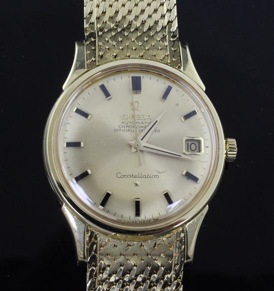 A gentlemans early 1970s 18ct gold Omega Constellation Chronometer officially certified automatic wrist watch, A gentlemans early 1970s 18ct gold Omega Constellation Chronometer officially certified automatic wrist watch,