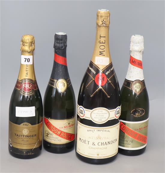 A magnum of Moet & Chandon 1994, Euro-Tunnel edition and three other ...