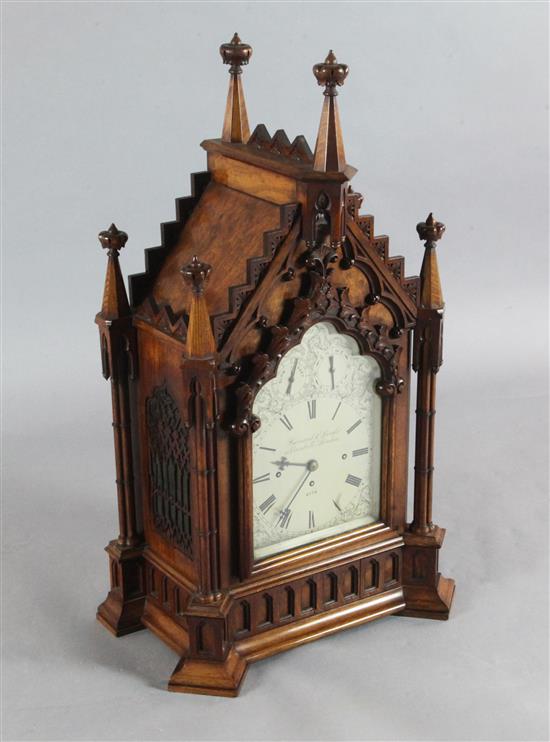 Barraud & Lunds, Cornhill, London. An impressive mid 19th century oak cased Gothic revival bracket clock Barraud & Lunds, Cornhill, London. An impressive mid 19th century oak cased Gothic revival bracket clock