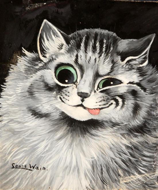 Louis Wain (1860-1939) Smiling cat 8 x 6.75in., unframed Louis Wain (1860-1939) Smiling cat 8 x 6.75in., unframed
