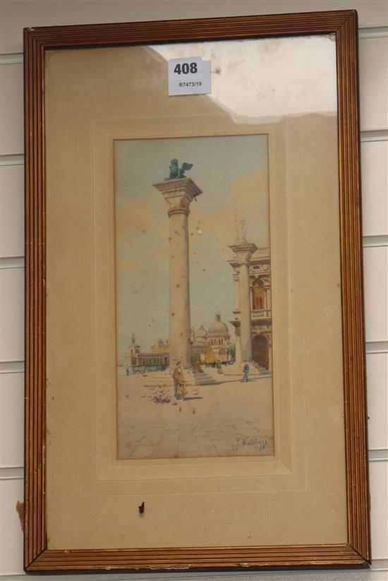 P. Bartolozzi, watercolour, St. Marks Venice, signed, 30 x 15cm P. Bartolozzi, watercolour, St. Marks Venice, signed, 30 x 15cm