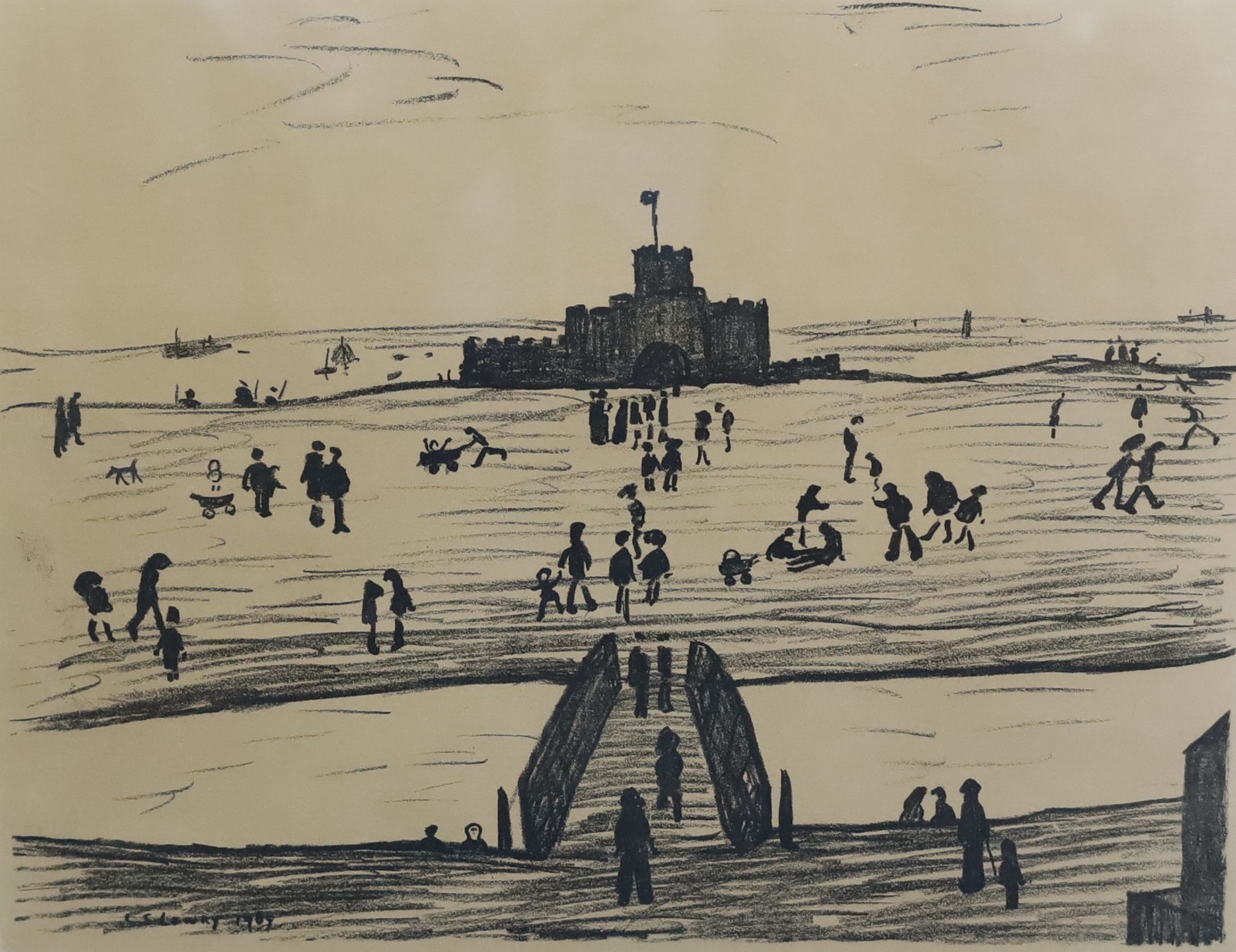 Laurence Stephen Lowry (1887-1976), 'Castle by the Sea', limited edition print, 51 x 63.5cm