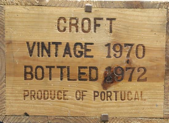 An unopened cased of twelve bottles of Croft 1970 Vintage Port (O.W.C.) An unopened cased of twelve bottles of Croft 1970 Vintage Port (O.W.C.)