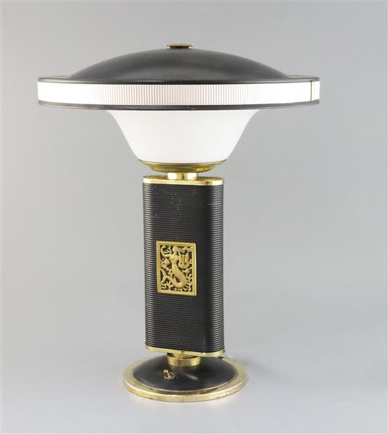 An Eileen Gray Sirene embossed metal and plastic desk lamp, height 17in. An Eileen Gray Sirene embossed metal and plastic desk lamp, height 17in.