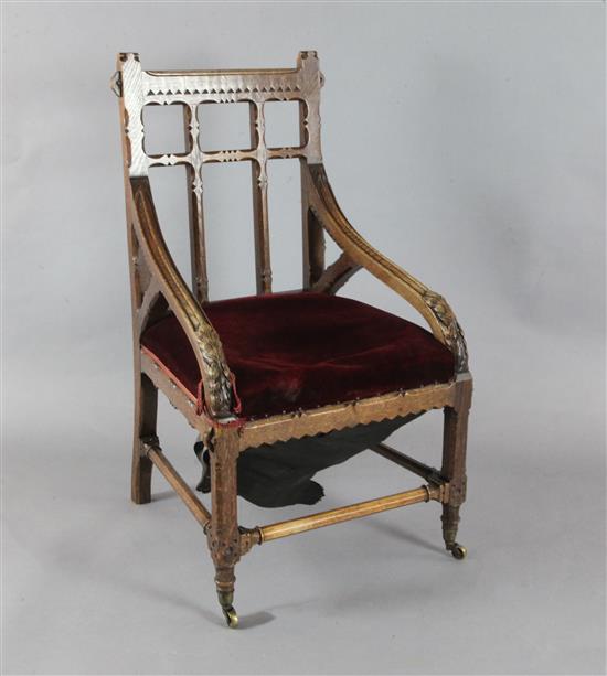 John Pollard Seddon (1827-1906). A rare Gothic oak armchair, John Pollard Seddon (1827-1906). A rare Gothic oak armchair,