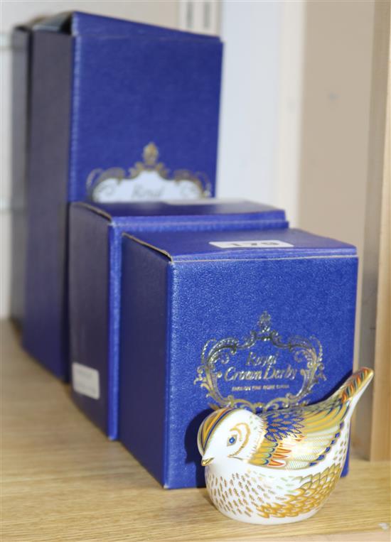 Four boxed Royal Crown Derby paperweights, Four boxed Royal Crown Derby paperweights,