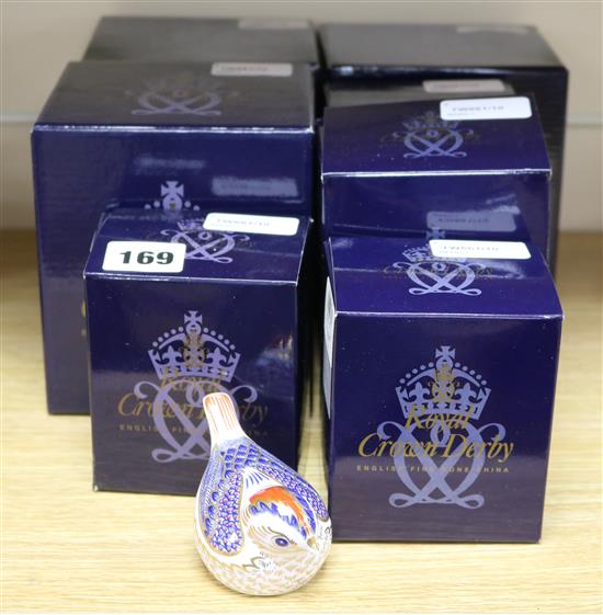 Seven boxed Royal Crown Derby paperweights, Seven boxed Royal Crown Derby paperweights,