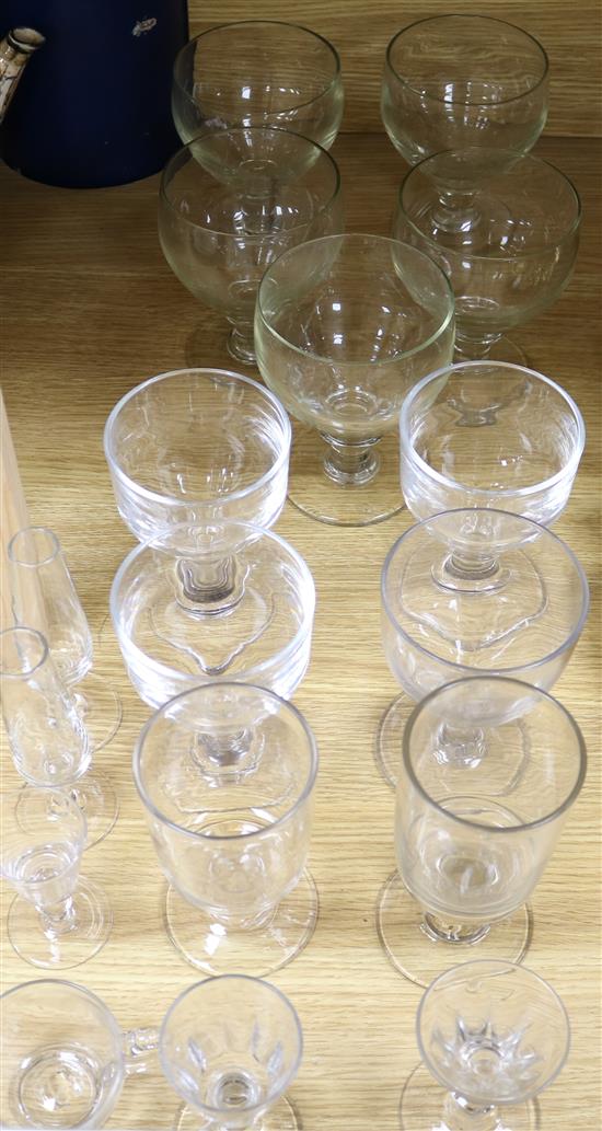 A group of nine glass rummers and other drinking glasses