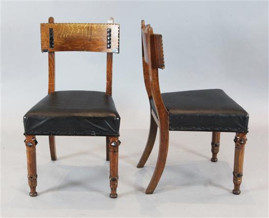 A set of four Victorian oak and ebonised dining chairs, manner of J.P. Seddon A set of four Victorian oak and ebonised dining chairs, manner of J.P. Seddon