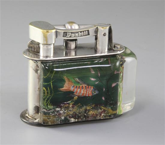 A Dunhill Aquarium lighter, width 3.5in. height 3in. A Dunhill Aquarium lighter, width 3.5in. height 3in.