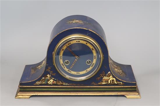 A 1920s Chinoiserie lacquer mantel clock height 19cm A 1920s Chinoiserie lacquer mantel clock height 19cm