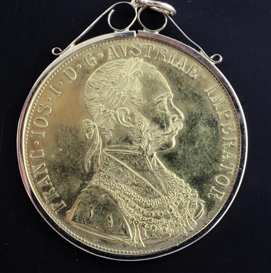 A Franz Joseph I gold 4 ducats, 1915, AUNC, net weight of coin 13.96grams A Franz Joseph I gold 4 ducats, 1915, AUNC, net weight of coin 13.96grams