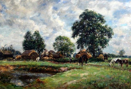 Mark Fisher (1841-1923) Horses in a meadow, 18 x 26in. Mark Fisher (1841-1923) Horses in a meadow, 18 x 26in.