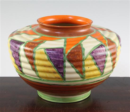 A Clarice Cliff original Bizarre 356 shape vase, c.1928, 16.5cm A Clarice Cliff original Bizarre 356 shape vase, c.1928, 16.5cm