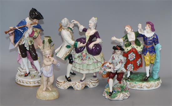 A group of five Continental porcelain figures A group of five Continental porcelain figures